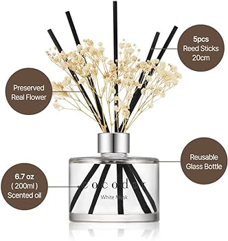 White Jasmine Preserved Flowers 200ml Diffuser - cocod'or